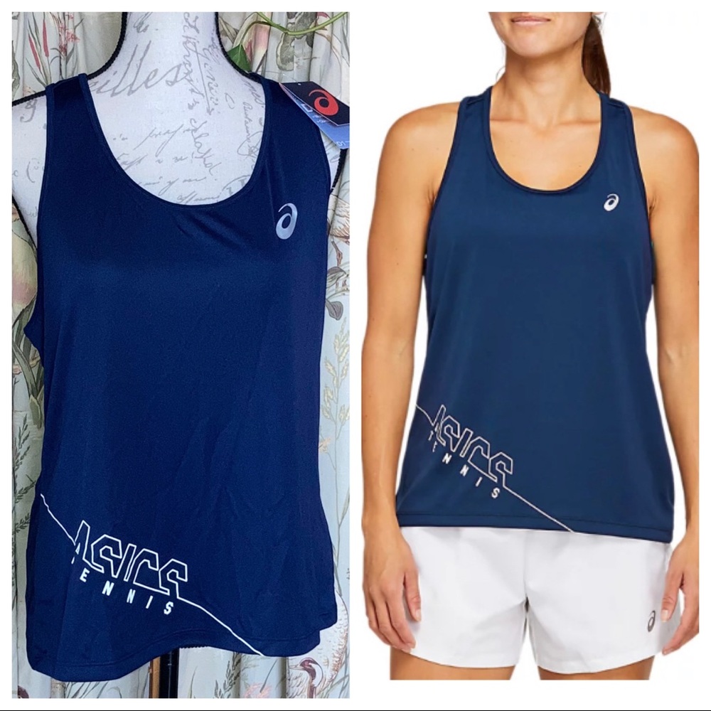NWT ASICS Practice Tennis Tank Blue Racerback Womens Large